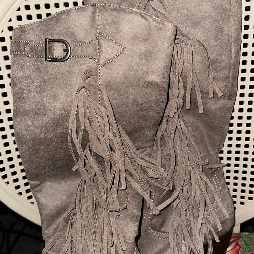 Carlos Santana boots knee high fringe